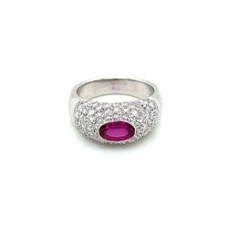 Estate Ruby Diamond Pavé Gold Band Ring - Castafiore