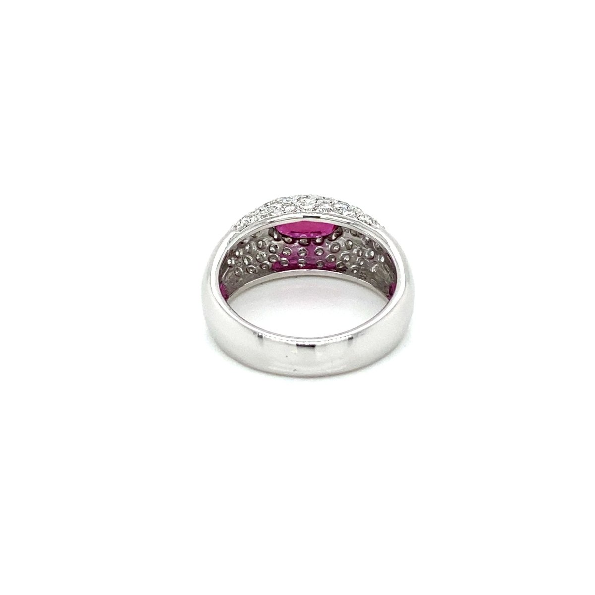 Estate Ruby Diamond Pavé Gold Band Ring - Castafiore