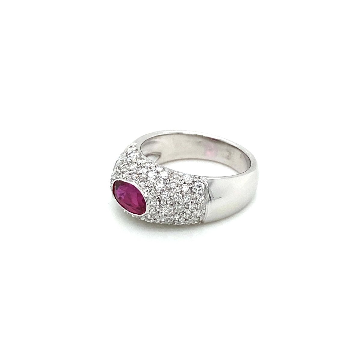 Estate Ruby Diamond Pavé Gold Band Ring - Castafiore