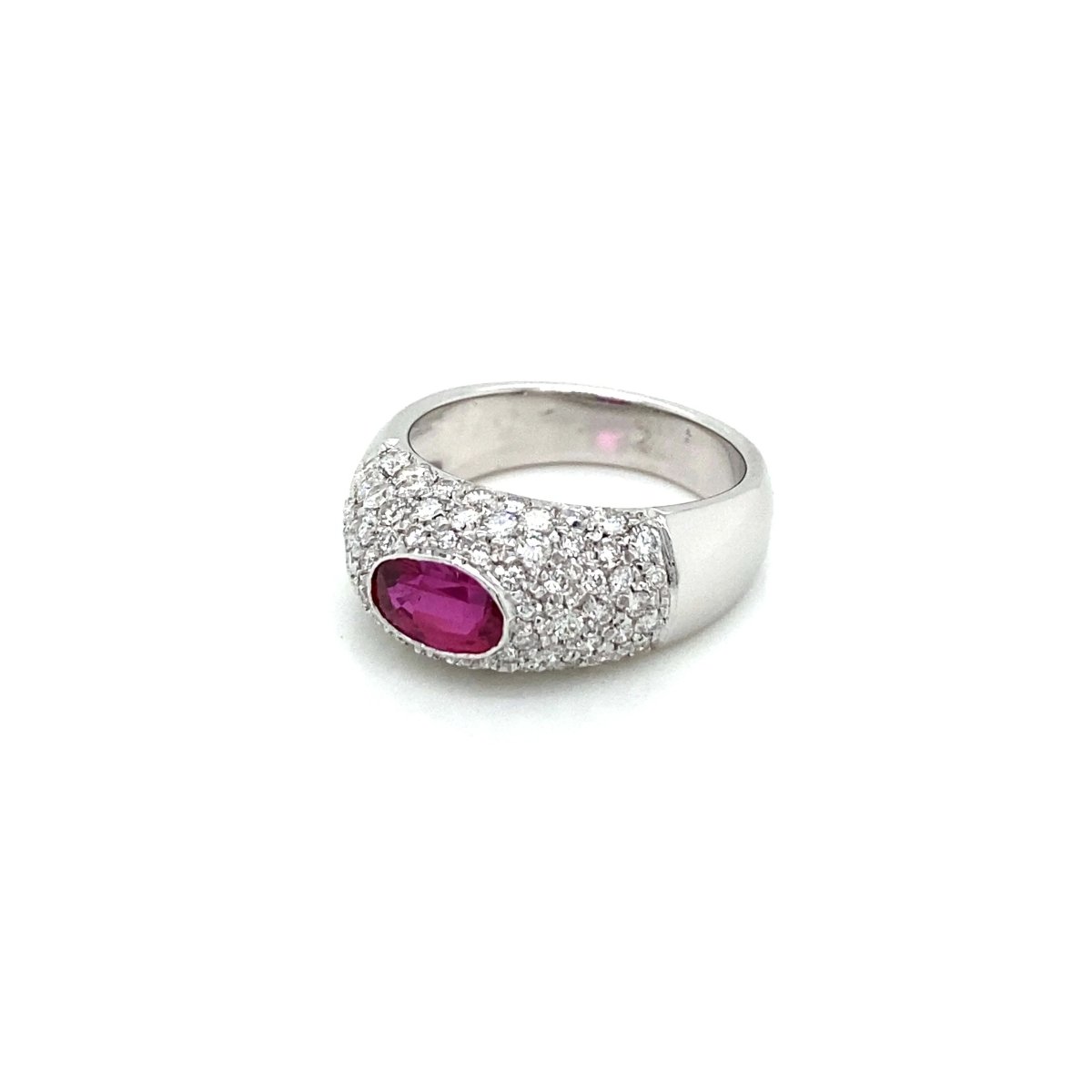 Estate Ruby Diamond Pavé Gold Band Ring - Castafiore