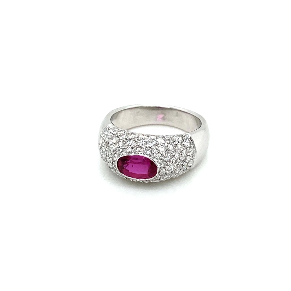 Estate Ruby Diamond Pavé Gold Band Ring - Castafiore
