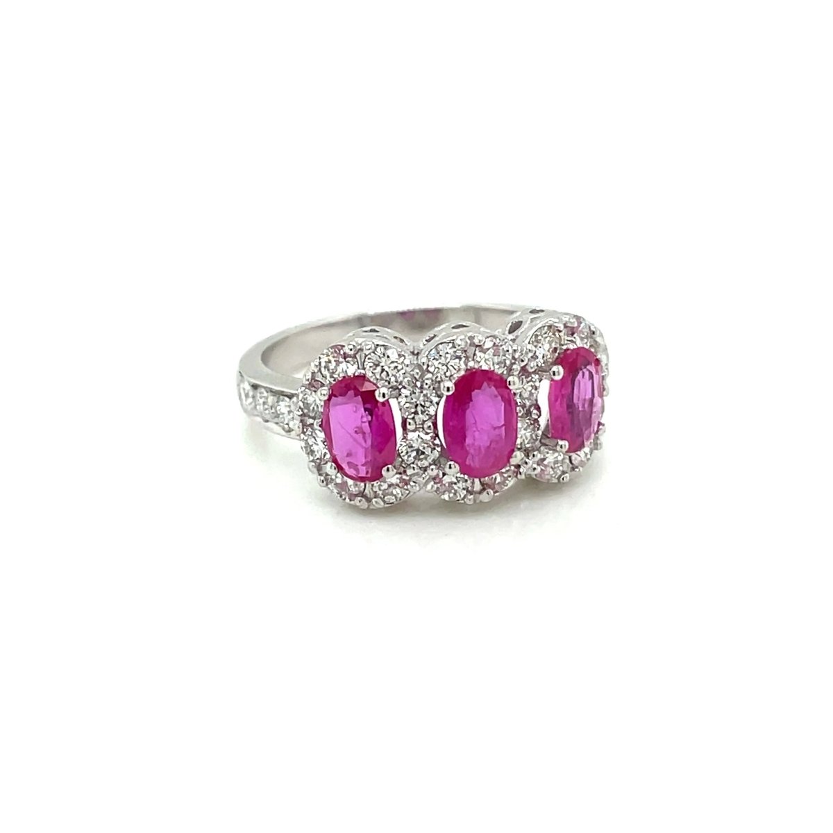 Estate Ruby Diamond Three Stone Engagement Ring - Castafiore