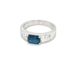 Estate Sapphire Diamond Gold Band Ring - Castafiore