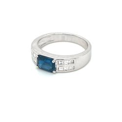 Estate Sapphire Diamond Gold Band Ring - Castafiore