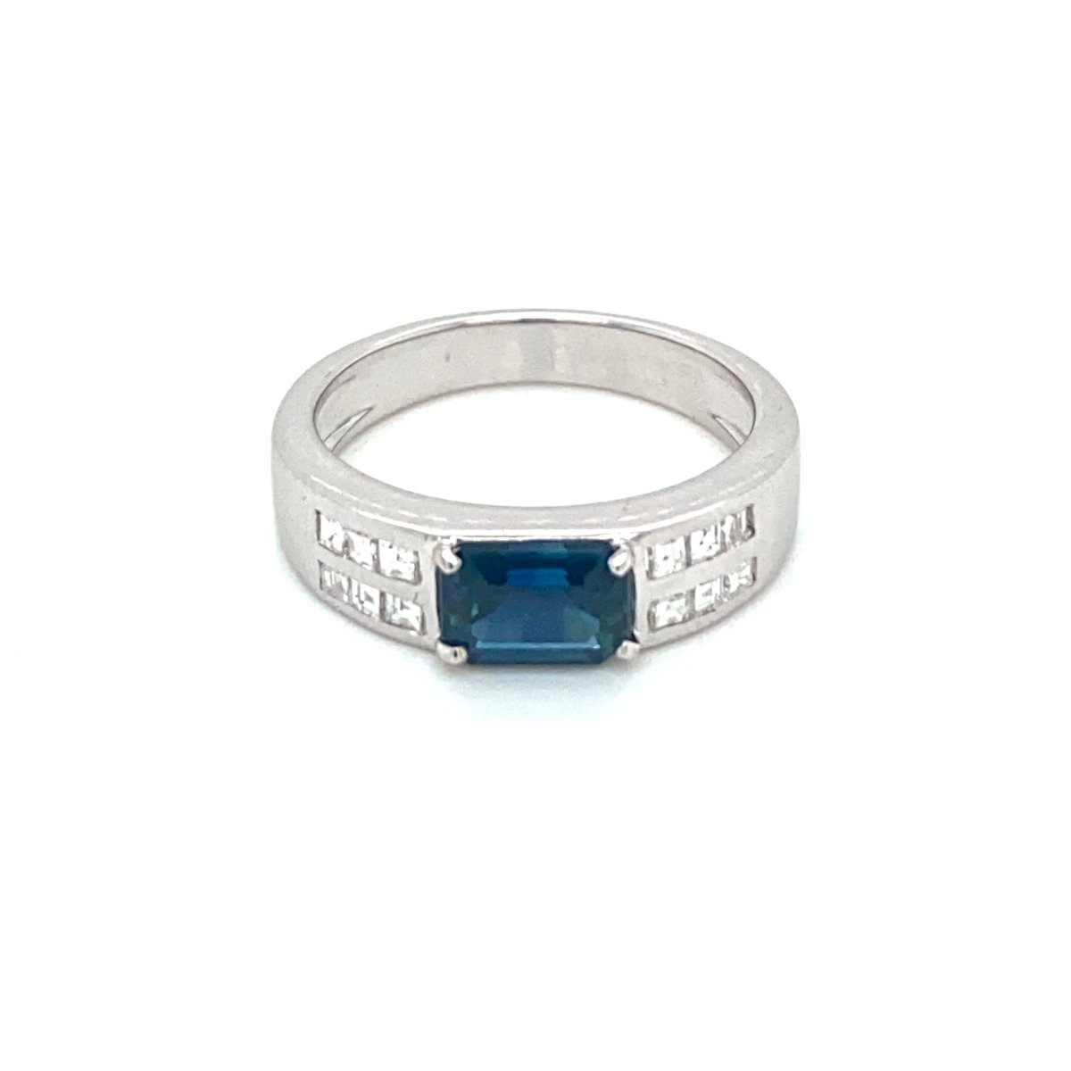 Estate Sapphire Diamond Gold Band Ring - Castafiore