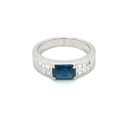 Estate Sapphire Diamond Gold Band Ring - Castafiore