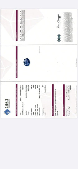 Estate SSEF Certified 7.88 Carat Unheated Sapphire 5 Ct Certified Diamonds Ring - Castafiore