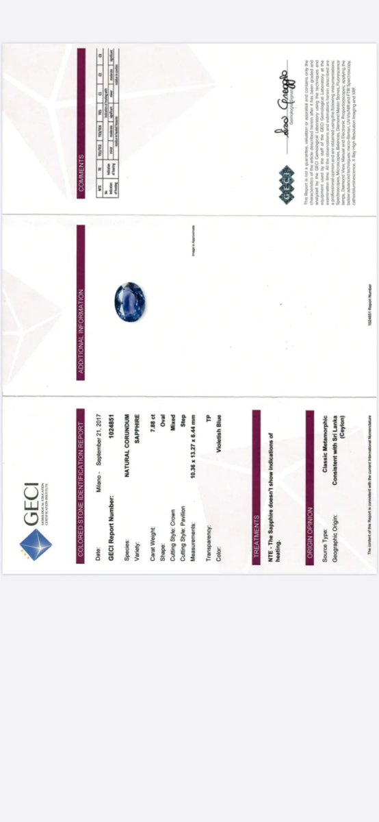 Estate SSEF Certified 7.88 Carat Unheated Sapphire 5 Ct Certified Diamonds Ring - Castafiore