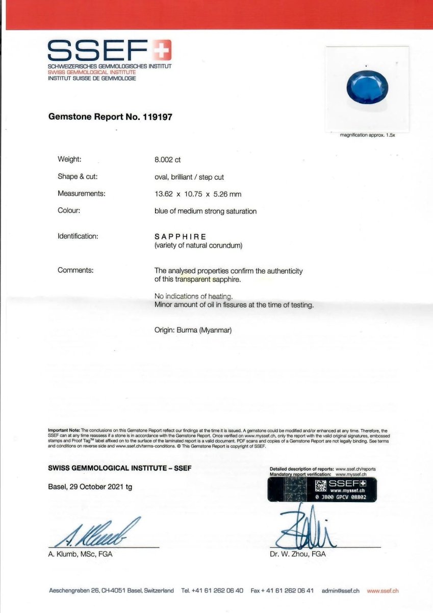 Estate SSEF Certified 8 Carat Unheated Burma Sapphire 5 Ct Diamonds Ring - Castafiore