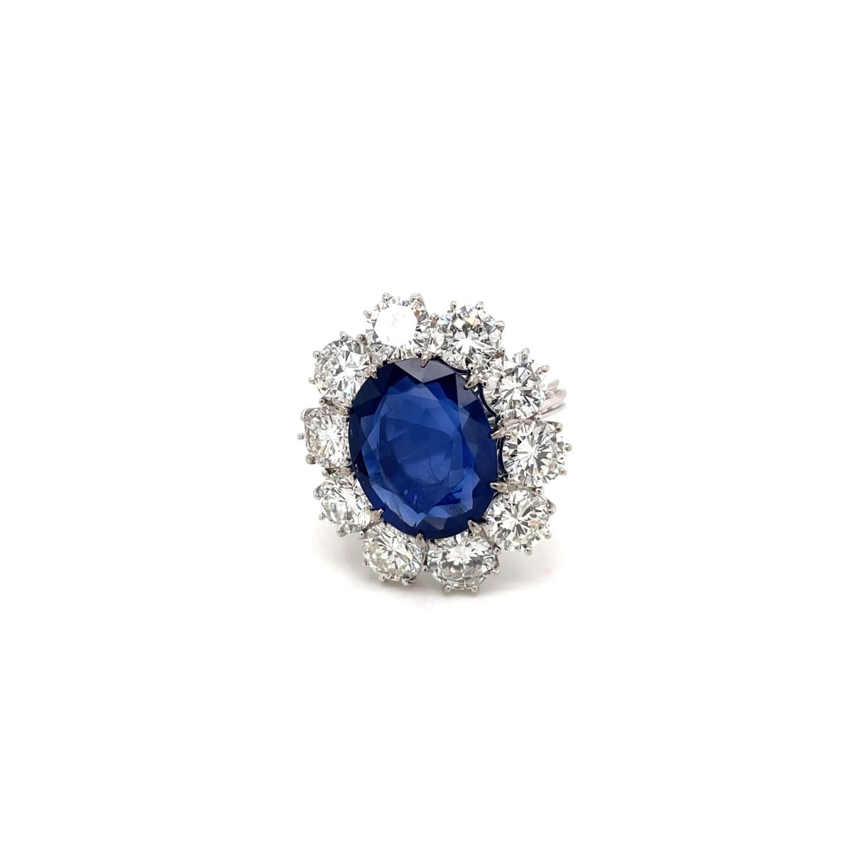 Estate SSEF Certified 8 Carat Unheated Burma Sapphire 5 Ct Diamonds Ring - Castafiore