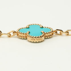 EXTRA RARE Bracelet Van Cleef & Arpels Vintage Alhambra 5 motifs turquoise et diamants - Castafiore