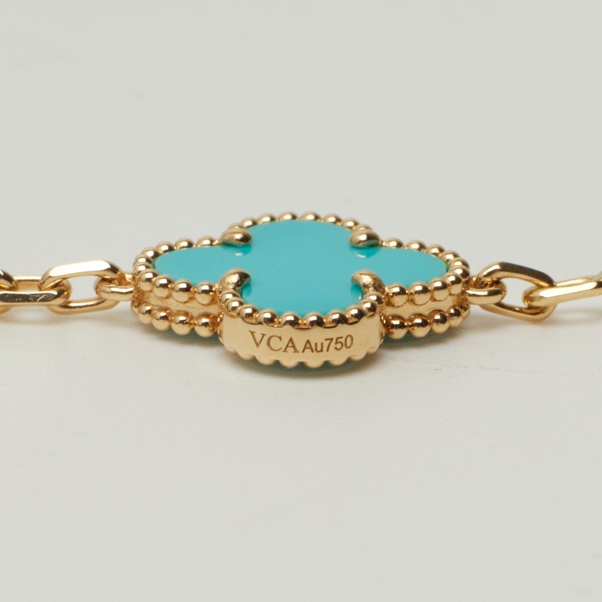 EXTRA RARE Bracelet Van Cleef & Arpels Vintage Alhambra 5 motifs turquoise et diamants - Castafiore