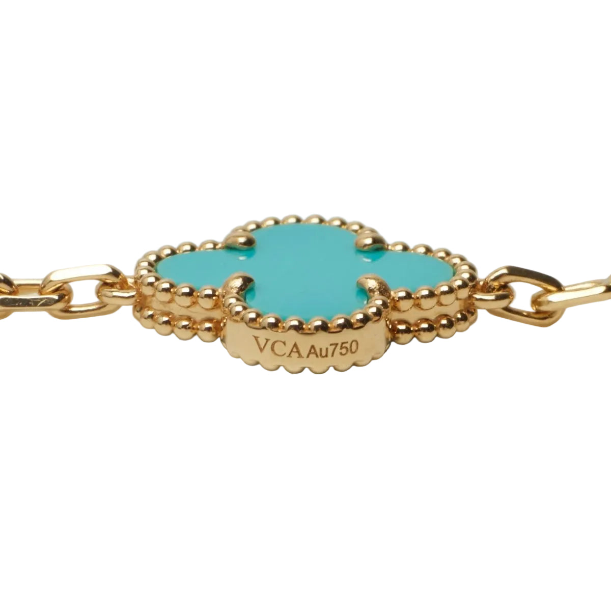 EXTRA RARE Bracelet Van Cleef & Arpels Vintage Alhambra 5 motifs turquoise et diamants - Castafiore