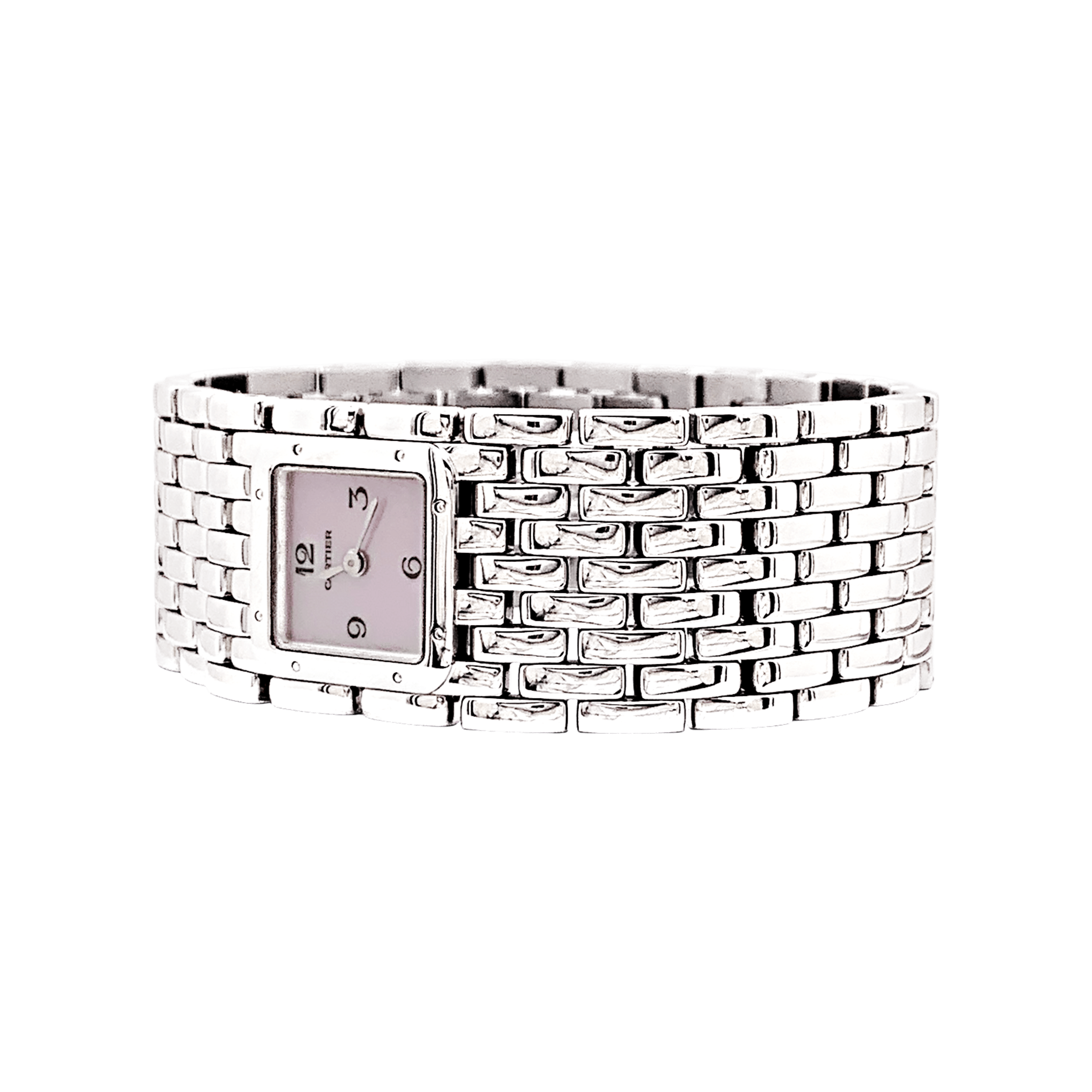Montre Cartier "Panthère ruban" en acier et nacre.