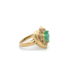 "Entourage" Ring in Yellow Gold, Emerald, and Diamonds