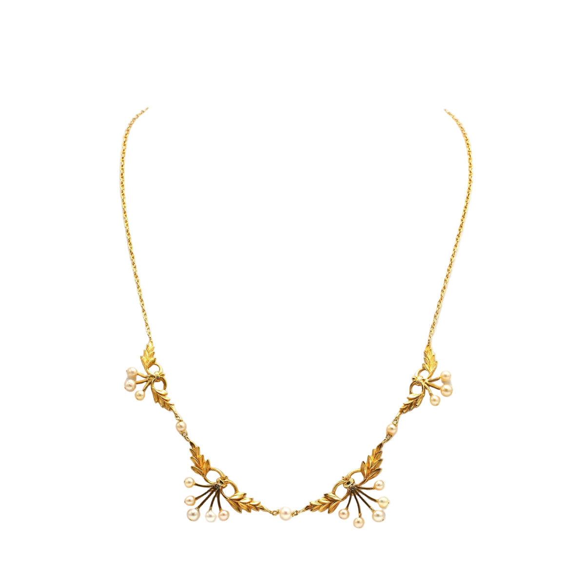 Drapery Necklace in Yellow Gold and Pearls
