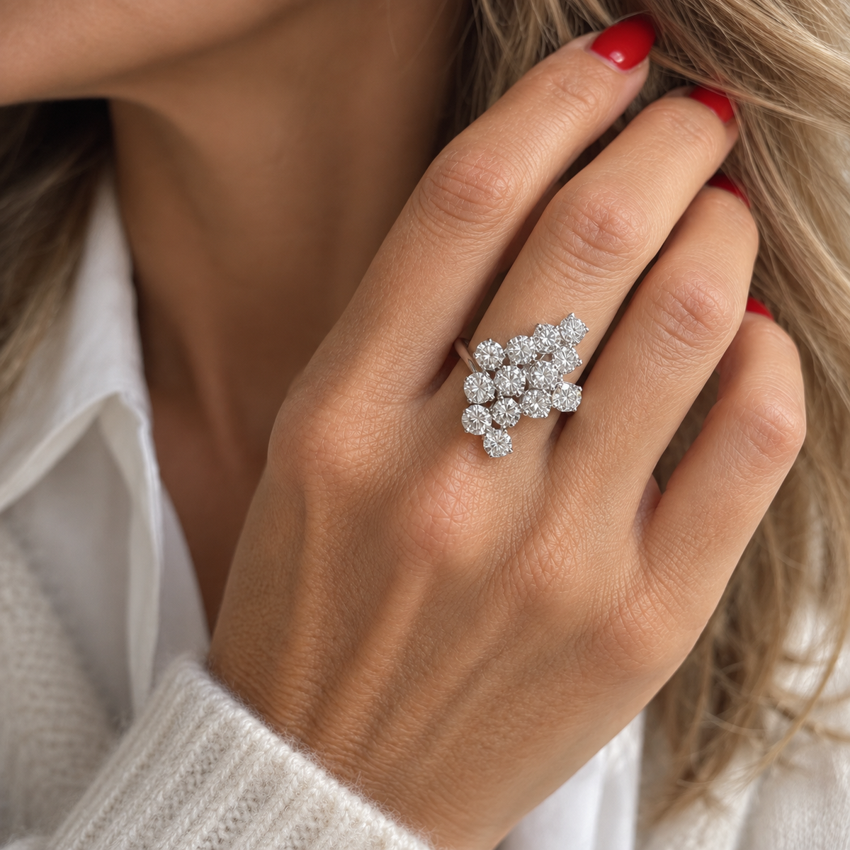 Platinum and Diamond Cocktail Ring