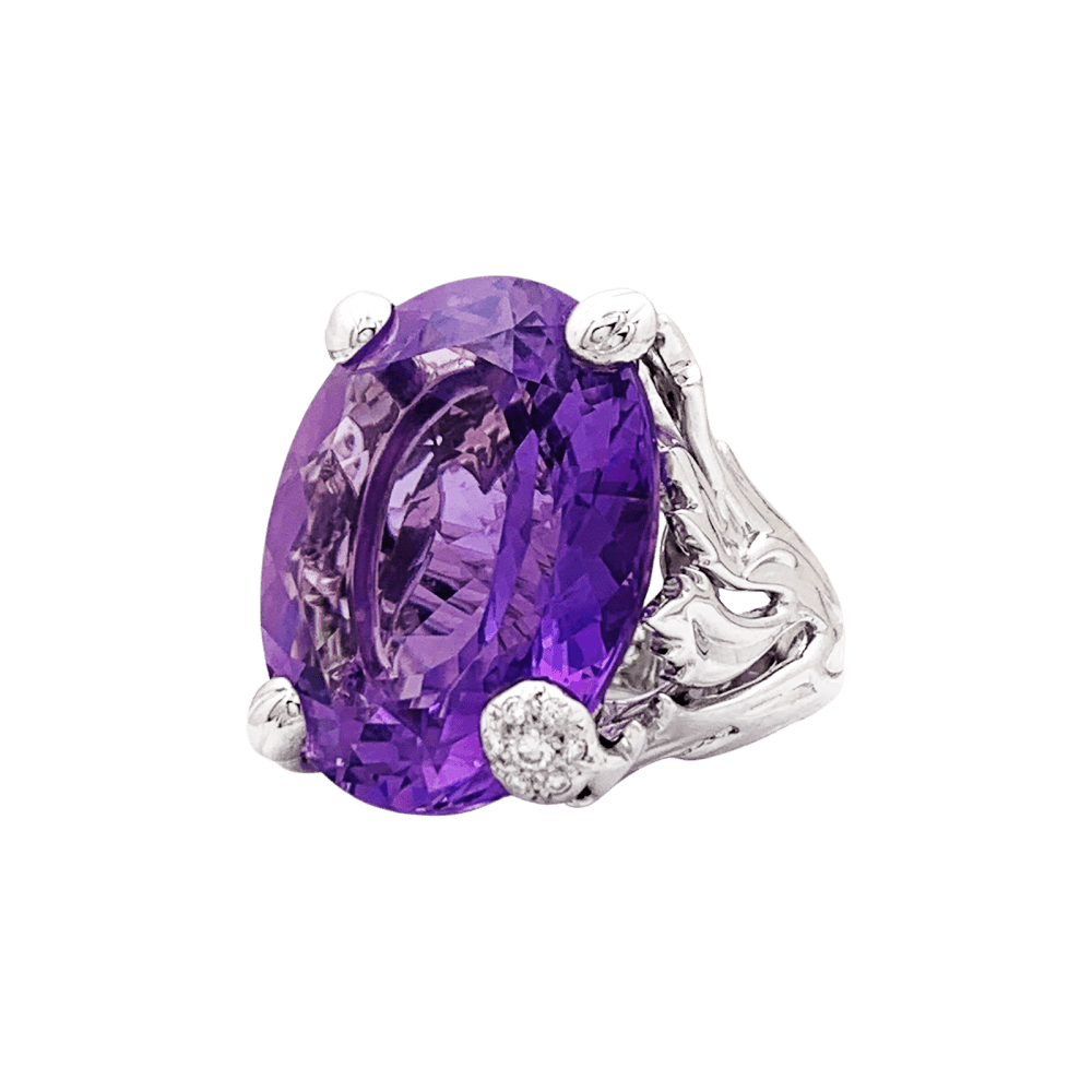 Bague Dior, "Miss Dior", or blanc, améthyste, diamants.