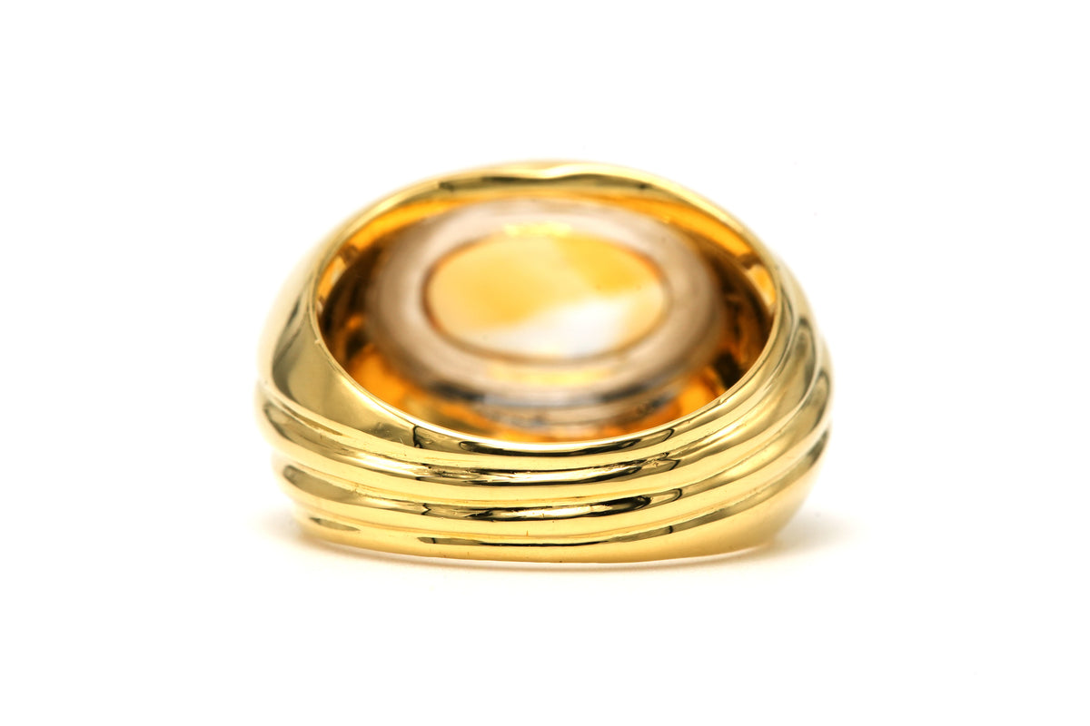 White Gold, Yellow Gold, and Citrine Bangle Ring