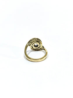 Tourbillon ring in yellow gold, white gold, and diamonds