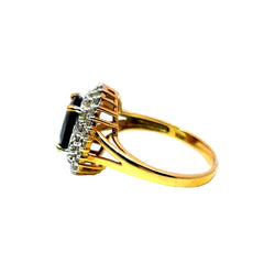 Cocktail Ring in Yellow Gold, Sapphire, and Diamonds