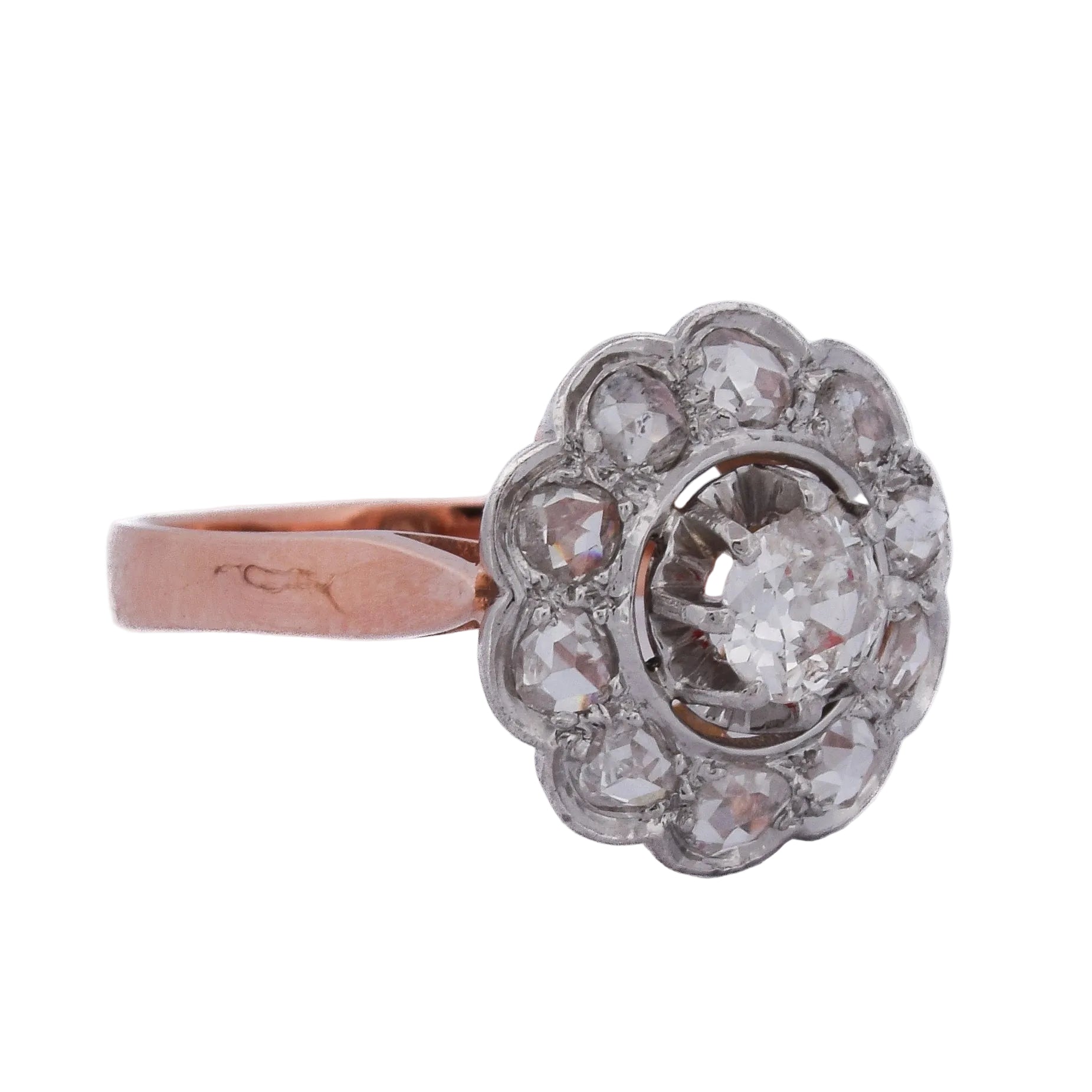 Marguerite Ring in Rose Gold, Platinum, and Diamonds
