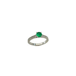 GEMMYO "Little Lady Pave" Solitaire Ring in Platinum, Emerald, and Diamonds