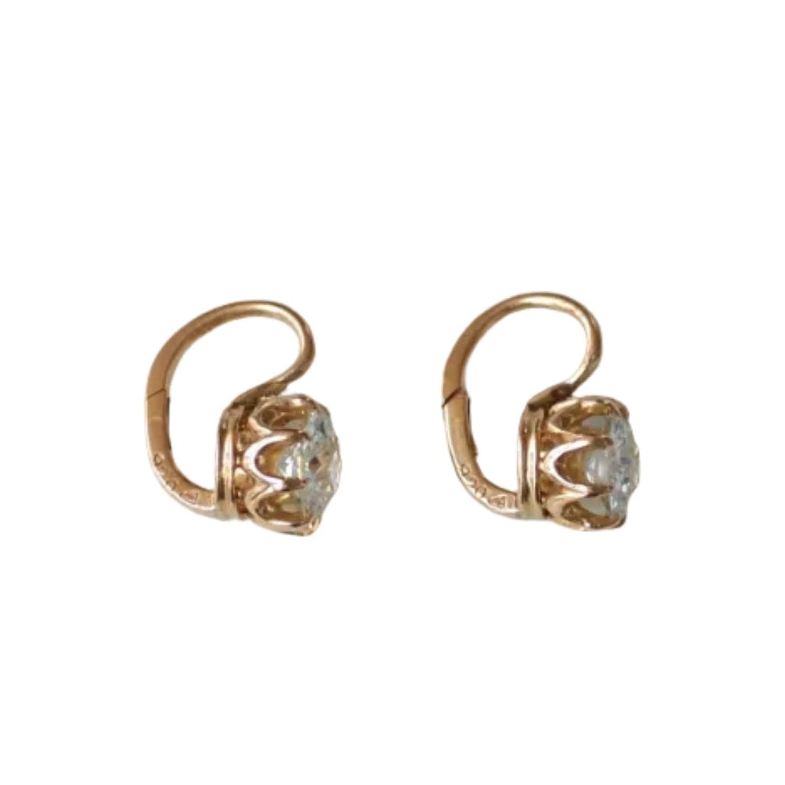 Lever-back earrings in Rose gold and Diamonds