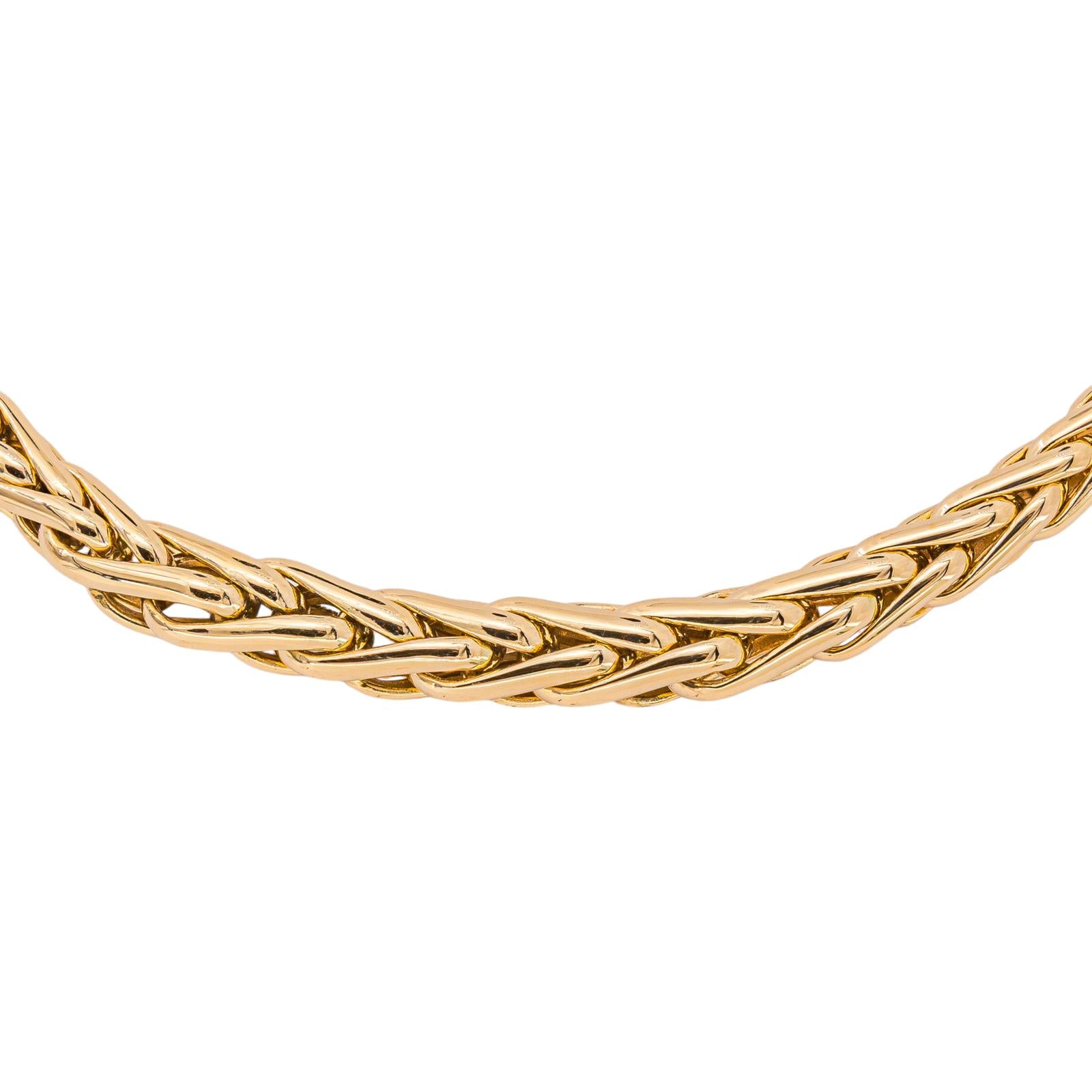 Yellow Gold Palm Leaf Link Necklace