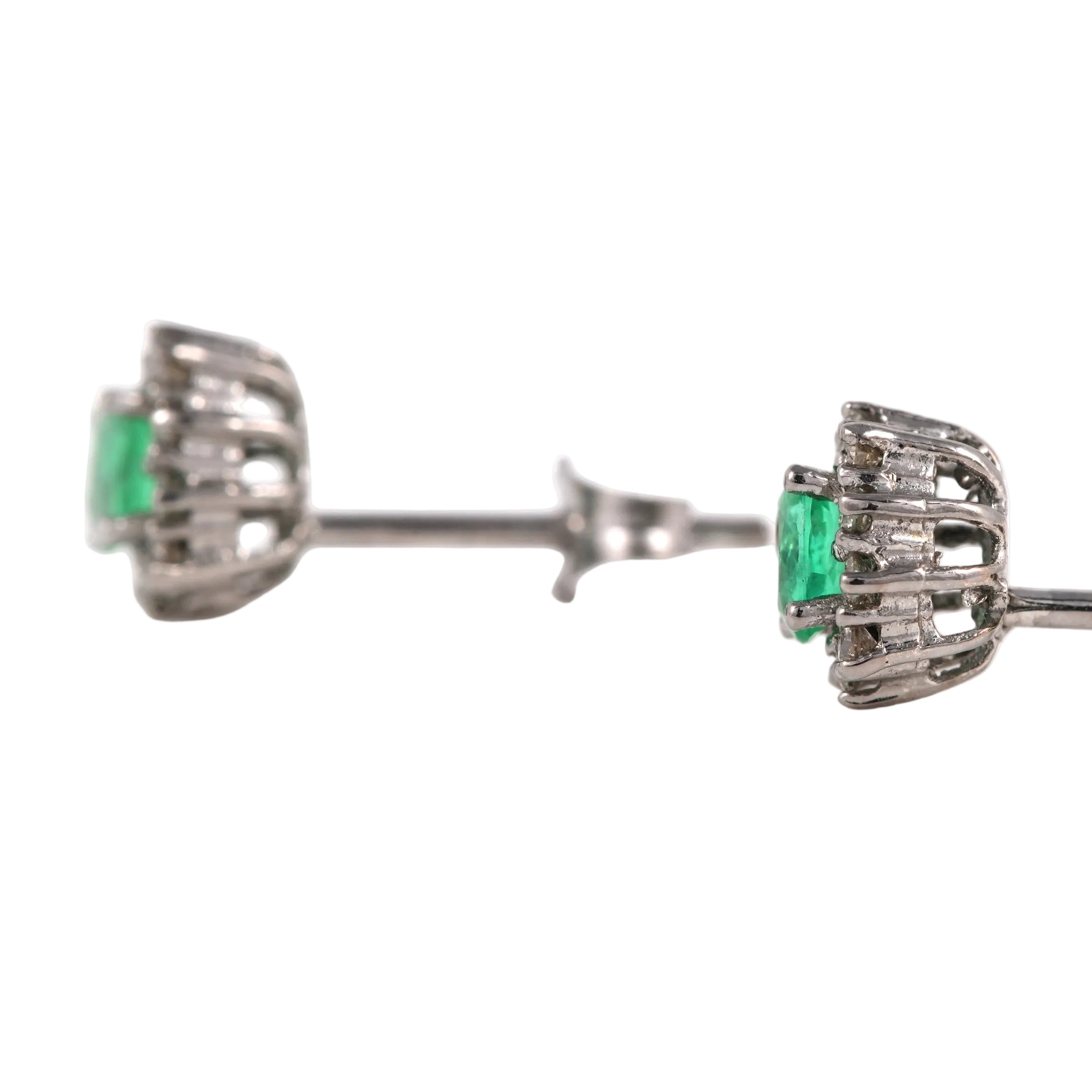 White Gold Earrings with Emeralds and Diamonds
