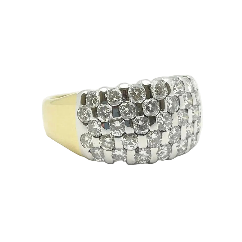 Ring in white gold, yellow gold and diamonds