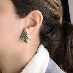 REPOSSI set in yellow gold, with pearls, sapphires, emeralds, and diamonds
