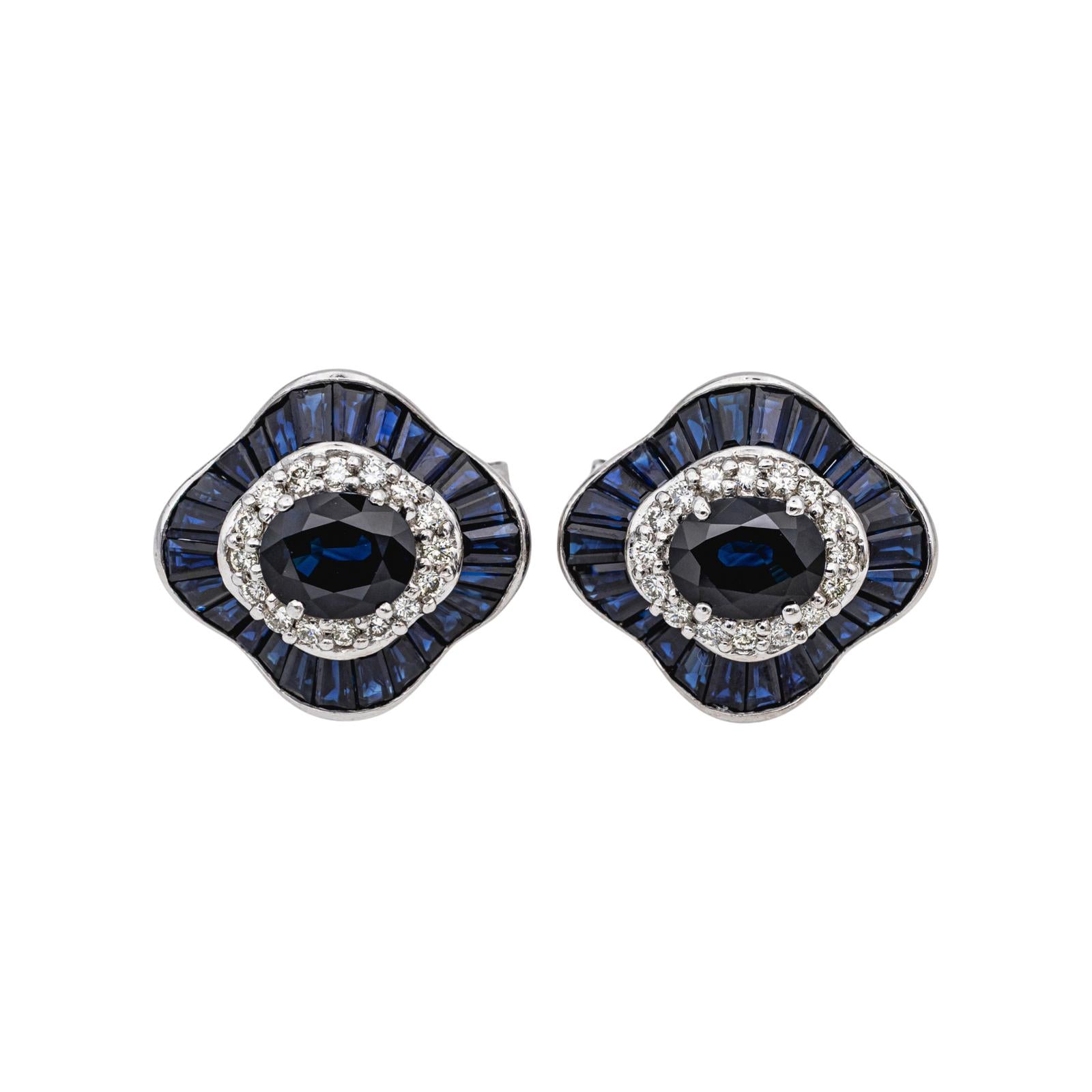 Boucles d'oreilles Or blanc saphir