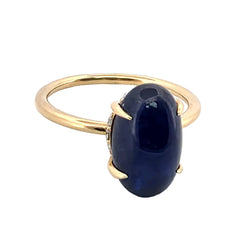 Bague Solitaire en or jaune, saphir et diamants