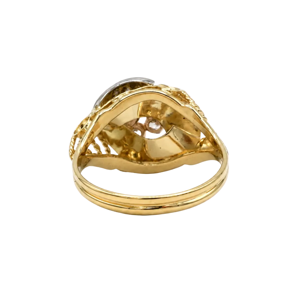 Cocktail Ring in White Gold, Yellow Gold, and Diamonds