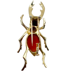 HERMÈS "Scarabée" Brooch in Yellow gold, Carnelian and Agate