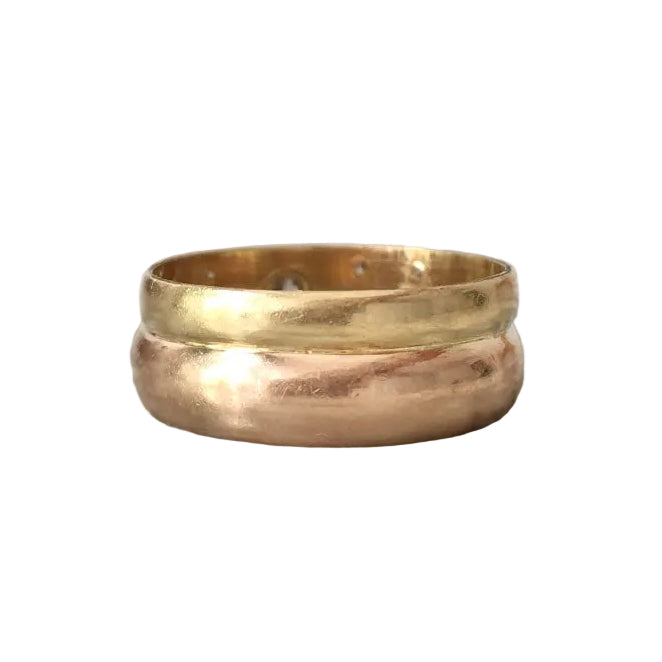 Wedding Band in Yellow gold, Rose gold, and Diamonds