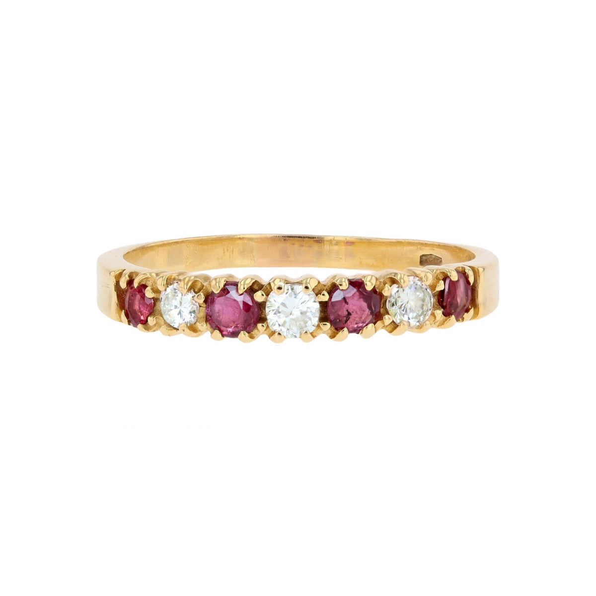 Yellow Gold Wedding Band with Rubies and Diamonds