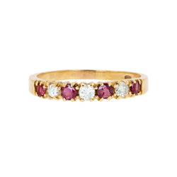 Yellow Gold Wedding Band with Rubies and Diamonds