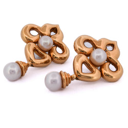 Boucles d'oreilles Clips en or jaune et perles