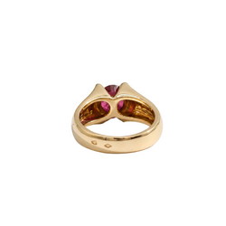 Entourage Ring in yellow gold, rubies, and diamonds