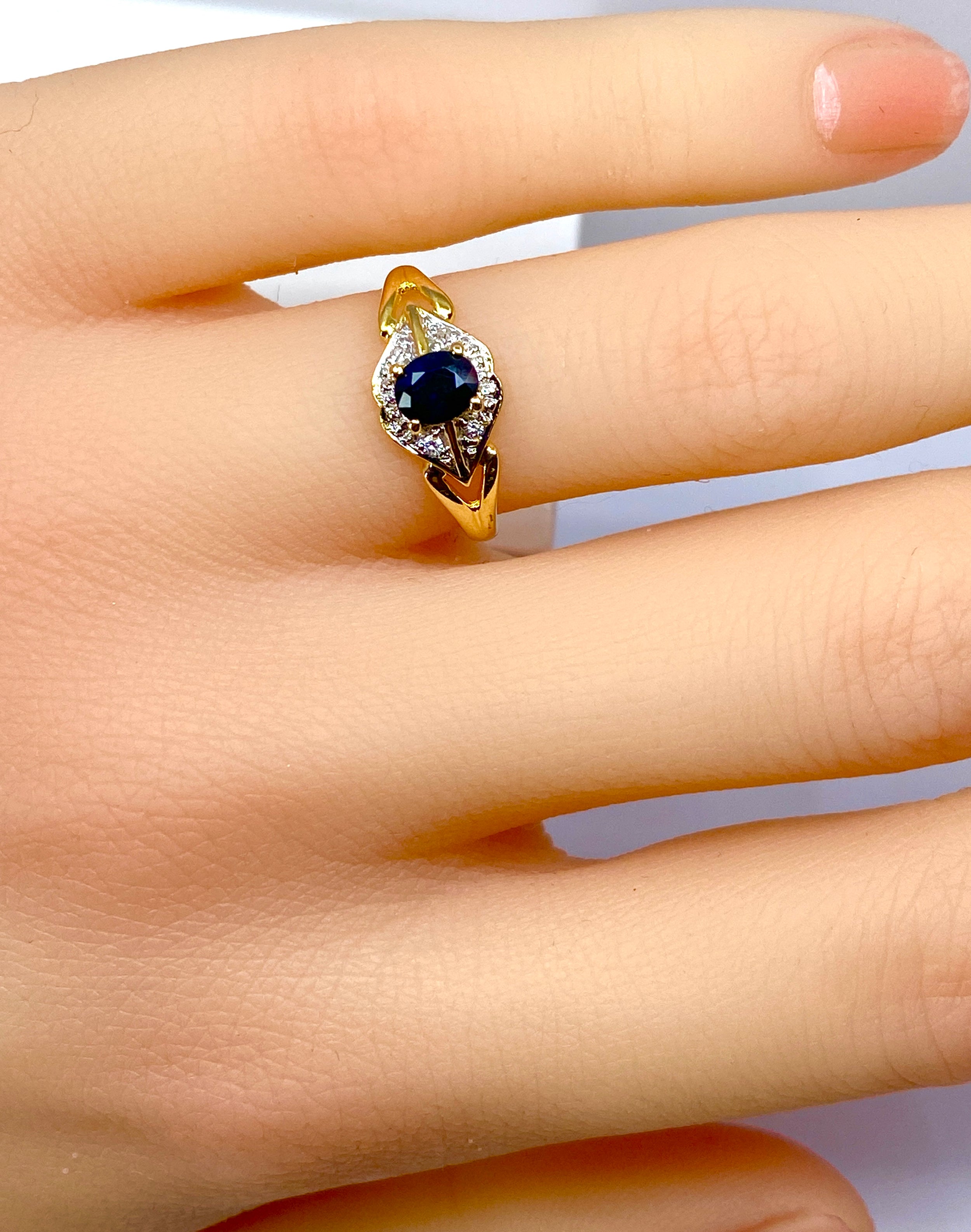 Gold, Sapphire, and Diamond Ring