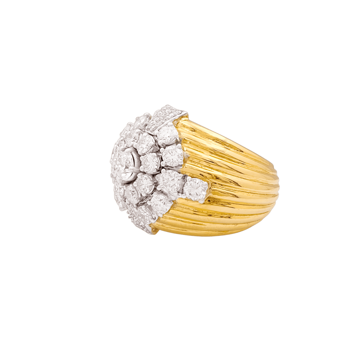 Dôme Ring in white gold, yellow gold, and diamonds
