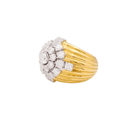 Dôme Ring in white gold, yellow gold, and diamonds