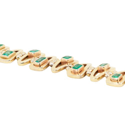 Yellow Gold Link Bracelet with Emeralds