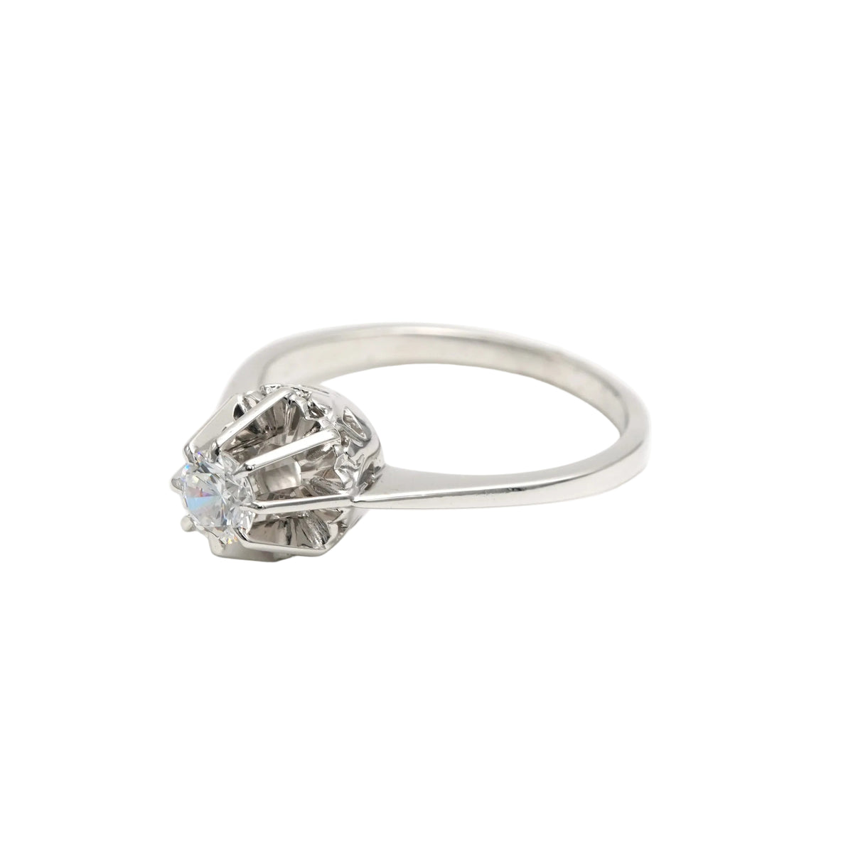 White Gold and Zirconium Solitaire Ring