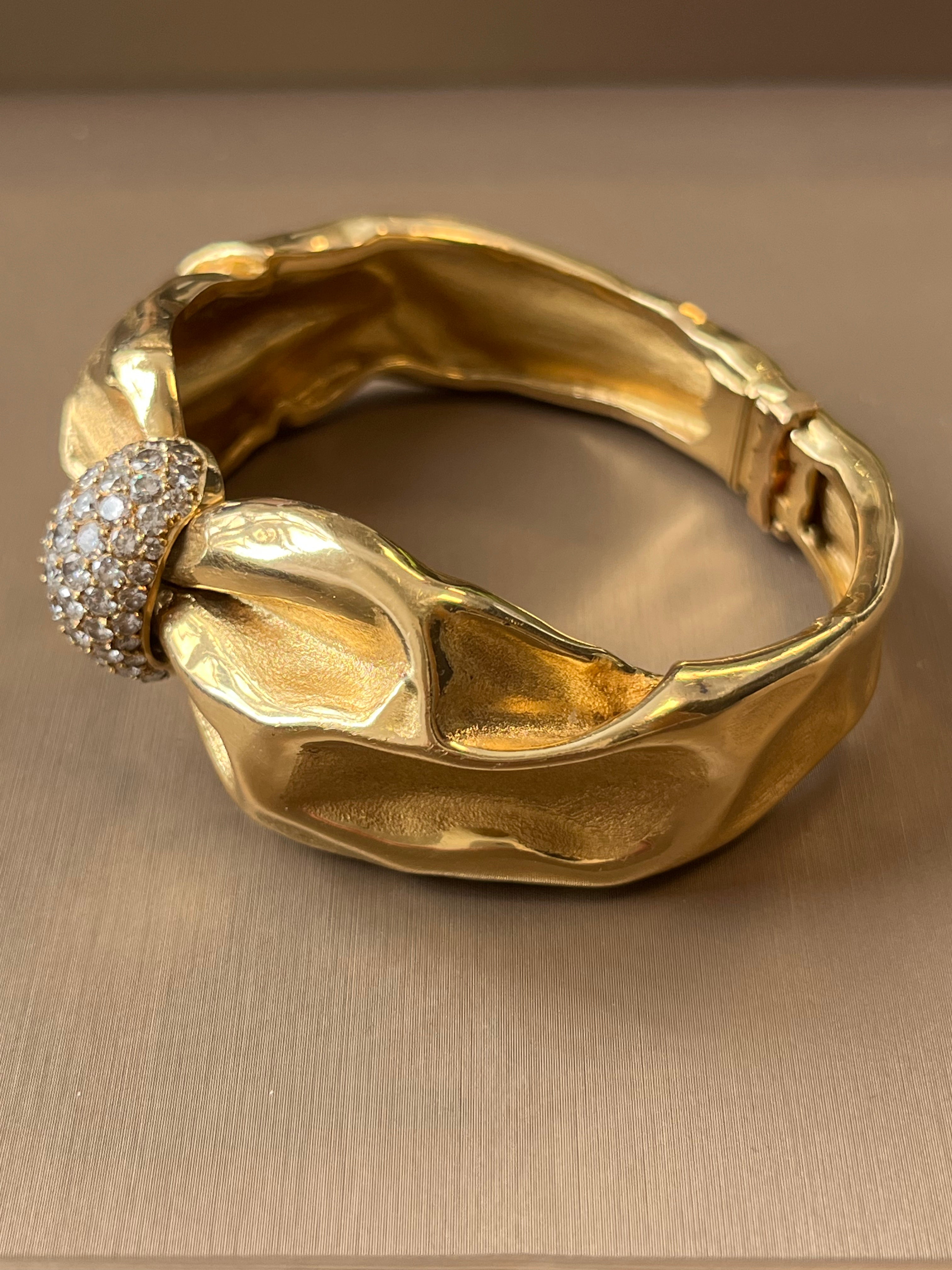 Yellow Gold and Diamond Bangle Bracelet