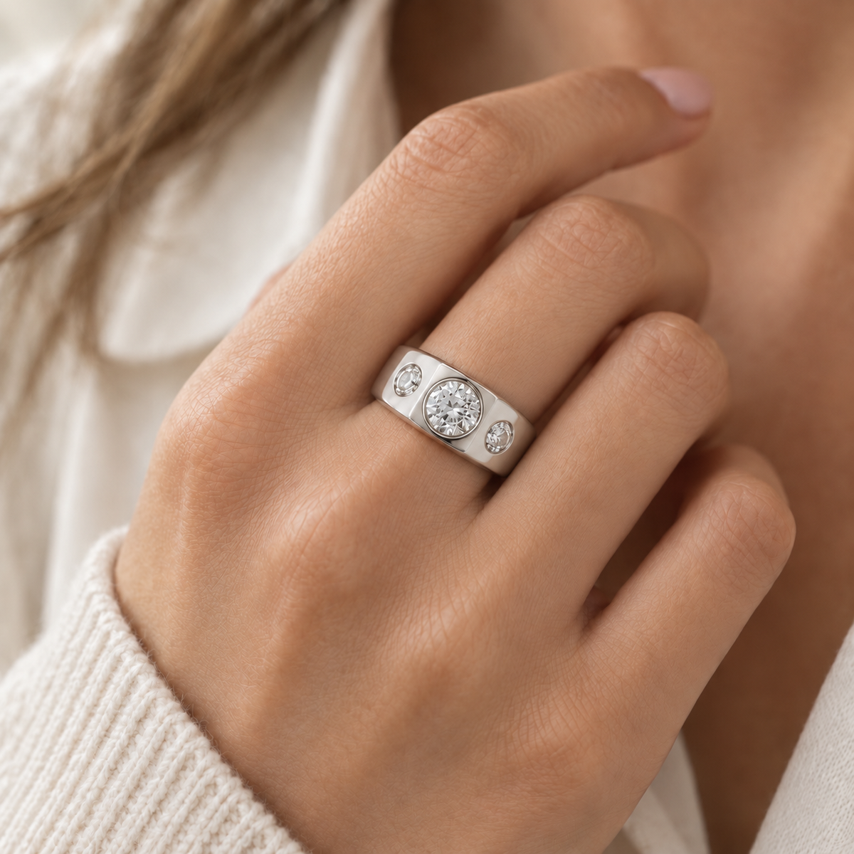 Trilogy Ring in Platinum and Diamonds