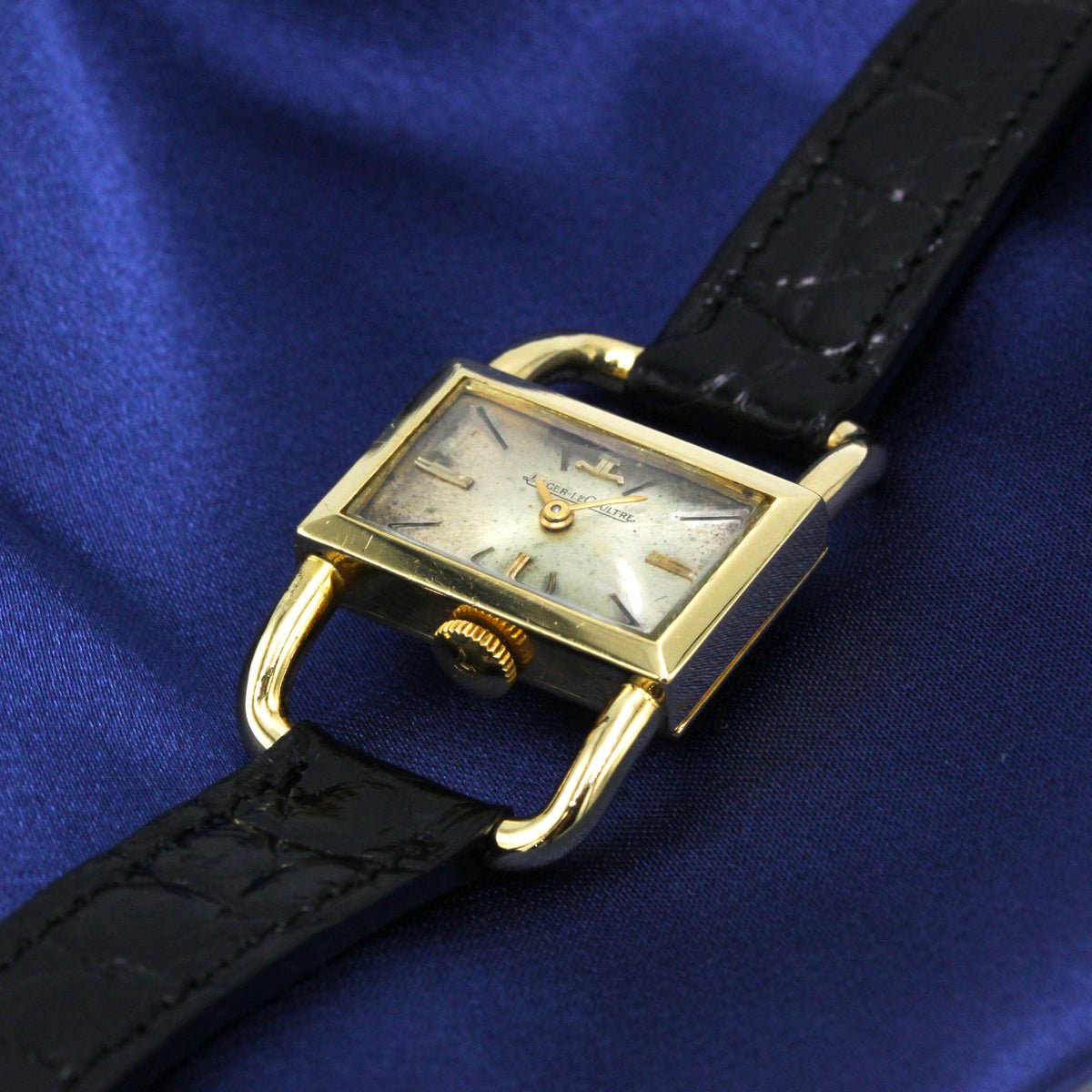Montre JEAGER LECOULTRE X HERMÈS Étrier en or jaune et cuir