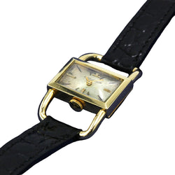 JEAGER LECOULTRE X HERMÈS "Étrier" Watch in Yellow gold and Leather